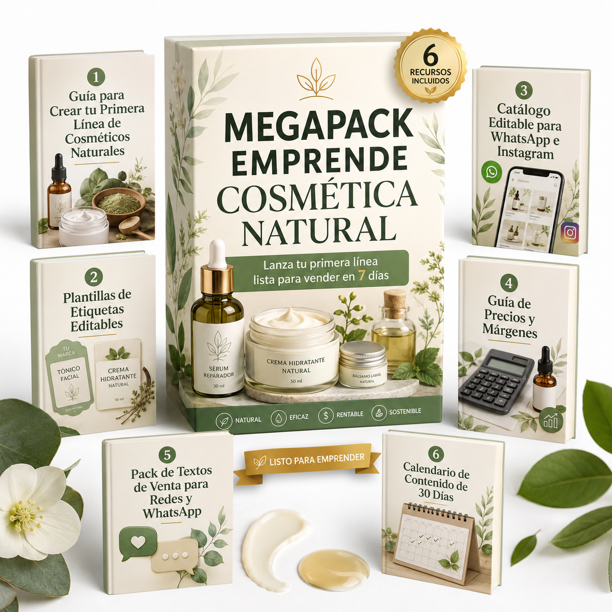 MEGAPACK EMPRENDE COSMÉTICA NATURAL: Lanza tu primera línea lista para vender en 7 días